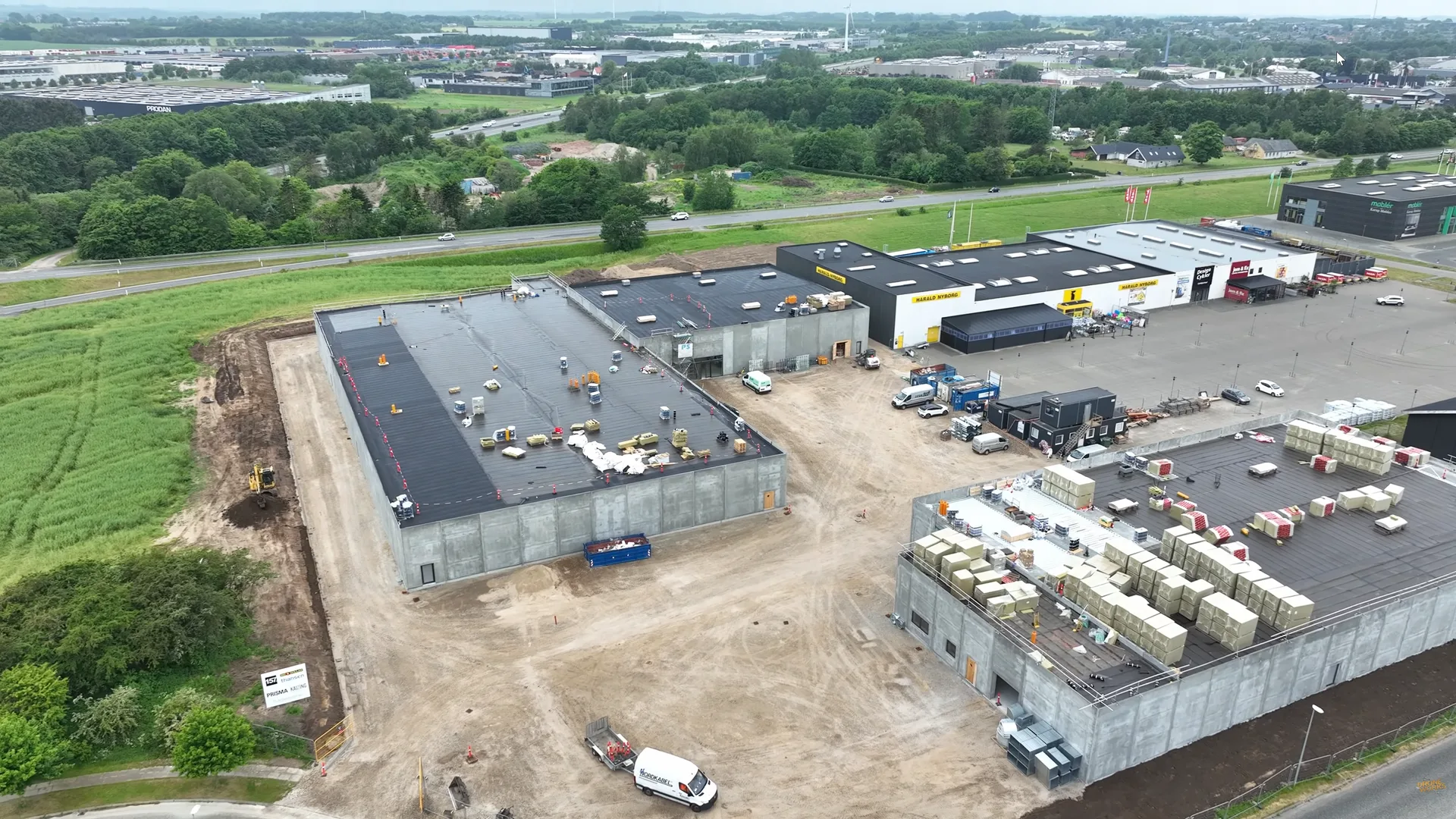 Droneoptagelse af byggeprojekt